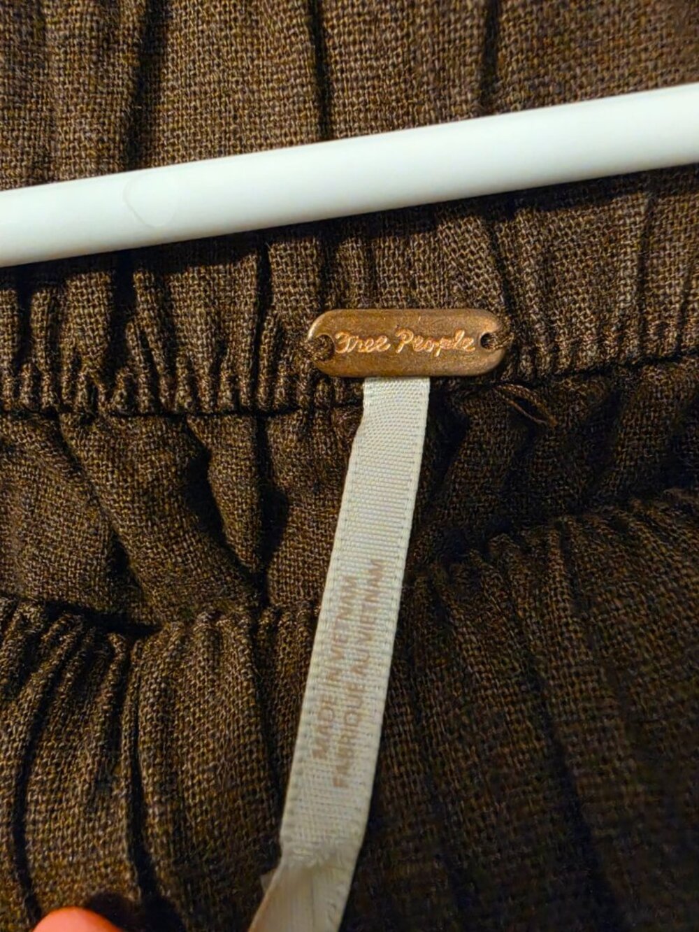 Free People Day's End Linen Pull on Pants- Mid Rise Wide Leg Double Espresso - Picture 5 of 7